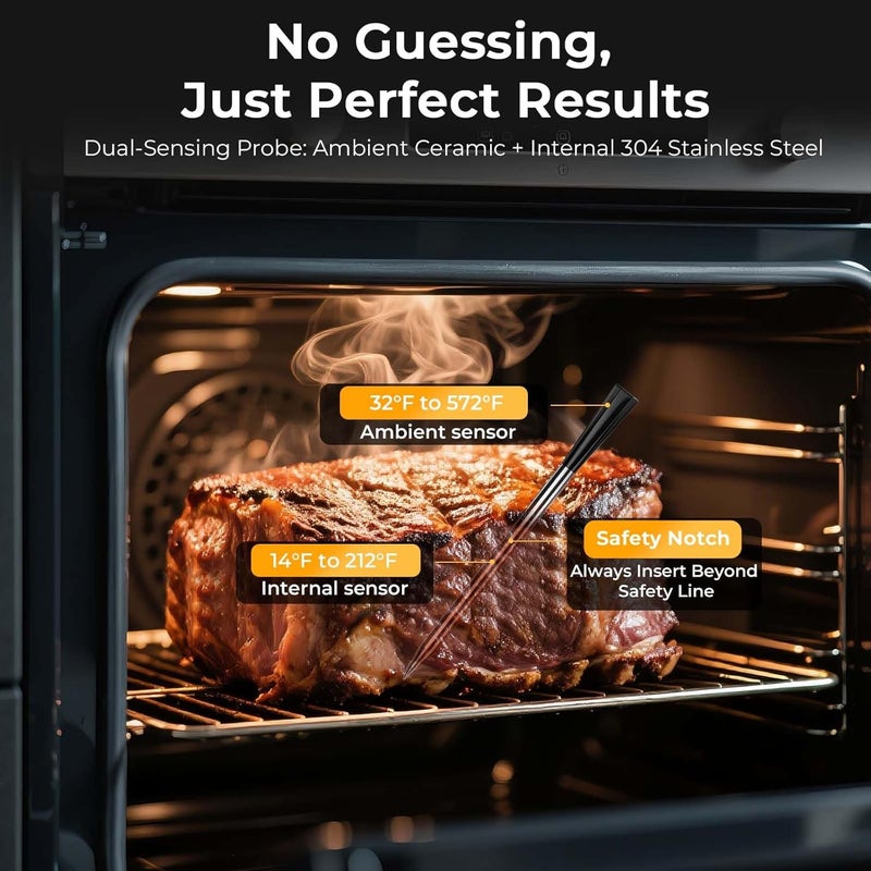 BlueSwan Bluetooth Meat Thermometer Digital, Food Thermometer Wireless 820 ft Range with 2 Color Probes with APP for Grill, Smoker, Oven, Magnetic Design for Cooking, BBQ, Valentines Day Gifts for Him - Image 2